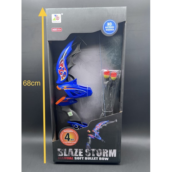 BLAZE STORM ARCO Y FLECHA CON 4 DARDOS DE GOMA CAJA 68CM